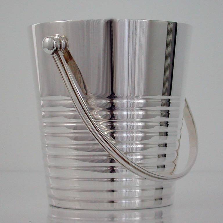 Art Deco Christofle Silver Plated Ice Bucket Ondulation by Luc Lanel, 1930s