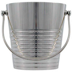 Art Deco Christofle Silver Plated Ice Bucket Ondulation by Luc Lanel, 1930s