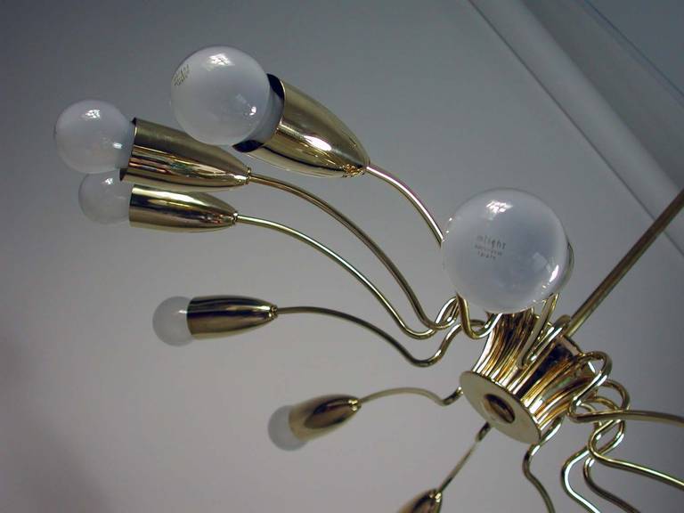 Mid-Century 1950s Italian Twelve-Light Brass Sputnik Chandelier 6