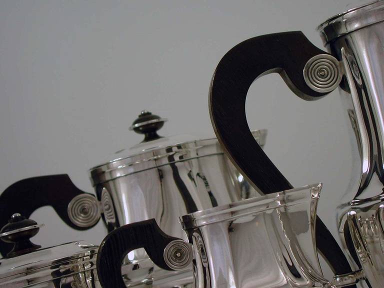 1930s Art Deco CHRISTOFLE Silver Plate and Rosewood Tea and Coffee Set 4