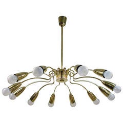 Mid-Century 1950s Italian Twelve-Light Brass Sputnik Chandelier 1