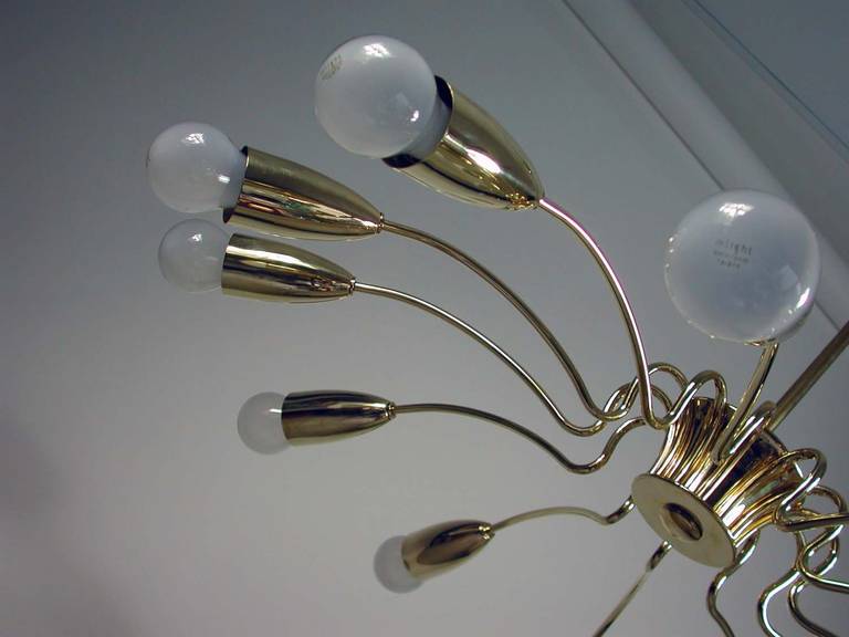 Mid-Century 1950s Italian Twelve-Light Brass Sputnik Chandelier 3