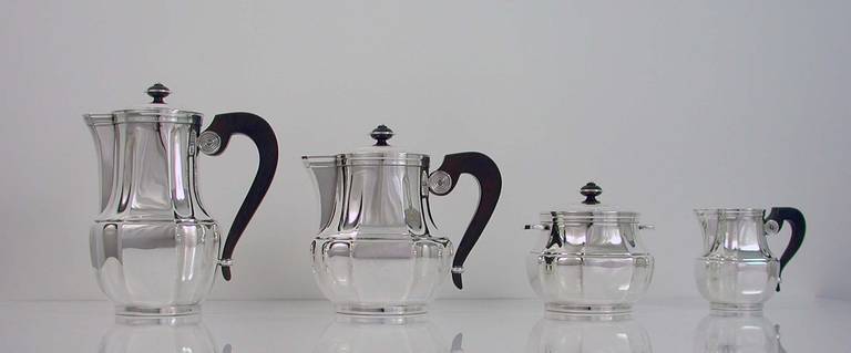 1930s Art Deco CHRISTOFLE Silver Plate and Rosewood Tea and Coffee Set 2