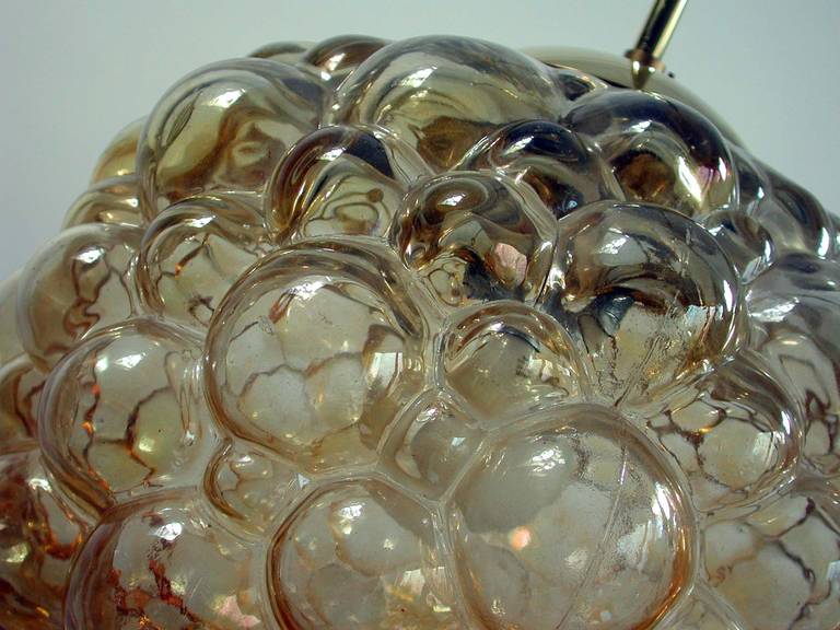 Large Bubble Amber Pendant by Helena Tynell for Limburg, 1960s