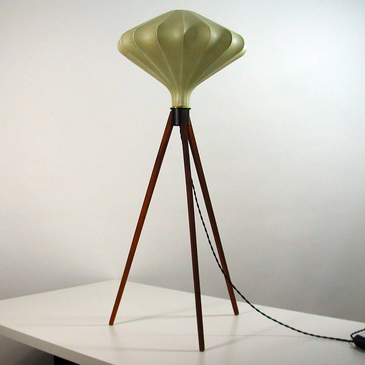 1960s Danish Modern Tripod Teak and Cocoon Floor Lamp Castiglioni Style 2