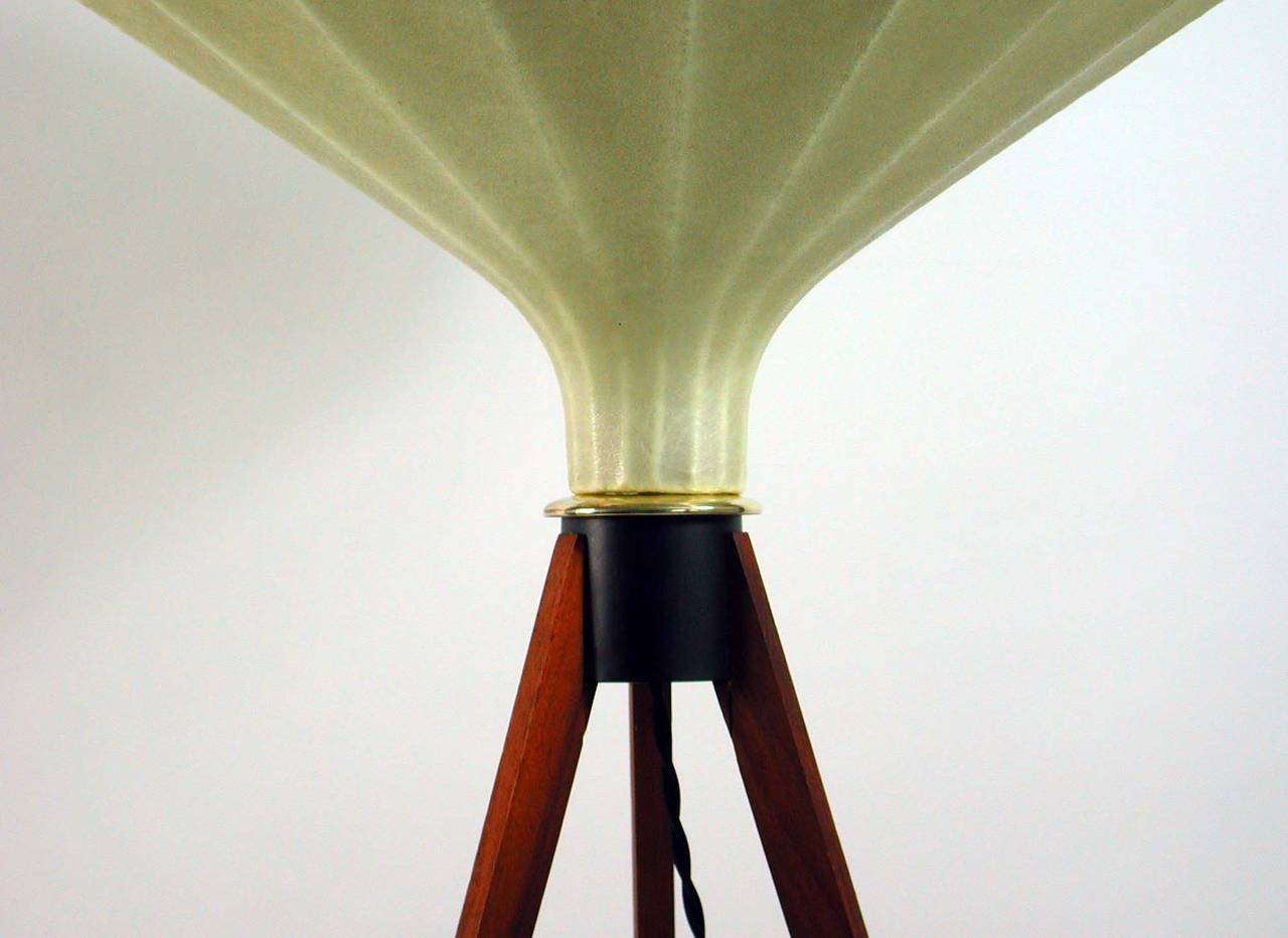 1960s Danish Modern Tripod Teak and Cocoon Floor Lamp Castiglioni Style 3
