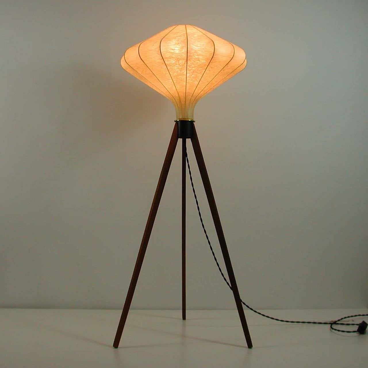1960s Danish Modern Tripod Teak and Cocoon Floor Lamp Castiglioni Style 4