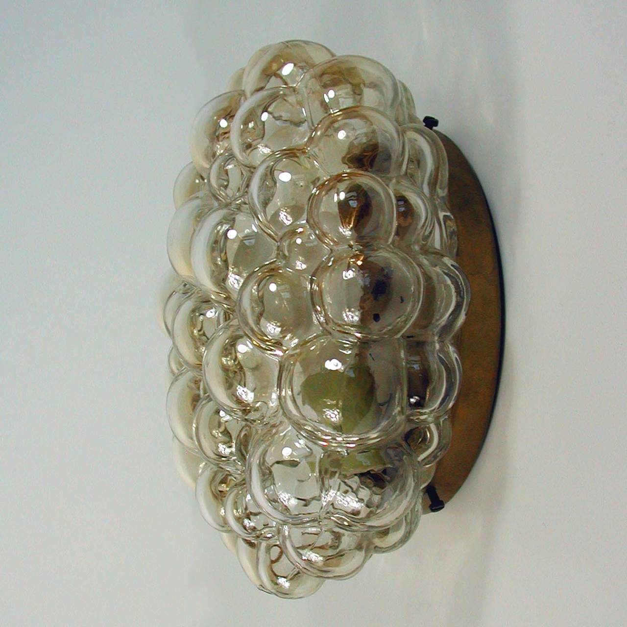 Amber Bubble Glass Flush Mount Sconce by Helena Tynell for Limburg 1960s 5