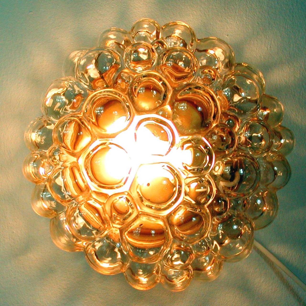 Amber Bubble Glass Flush Mount Sconce by Helena Tynell for Limburg 1960s 3