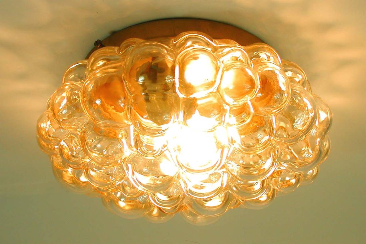 Amber Bubble Glass Flush Mount Sconce by Helena Tynell for Limburg 1960s 4