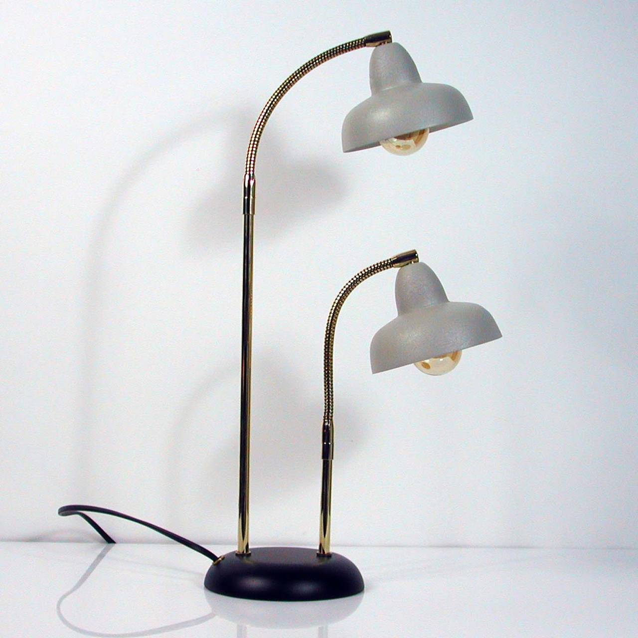Italian 1950s Double Gooseneck Table Lamp 1