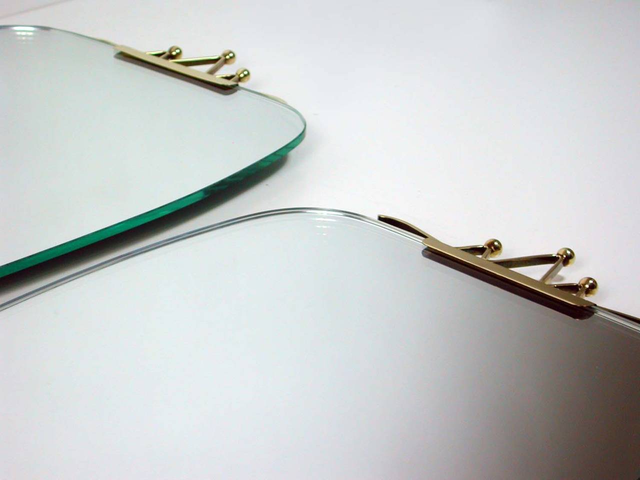 Mid-Century Italian Brass Wall Mirror 1950s, 2 available In Good Condition In NUEMBRECHT, NRW
