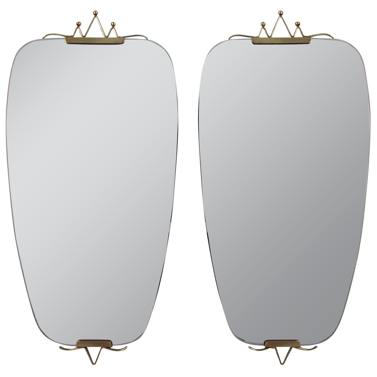 Mid-Century Italian Brass Wall Mirror 1950s, 2 available