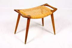 Stool in oak and cane