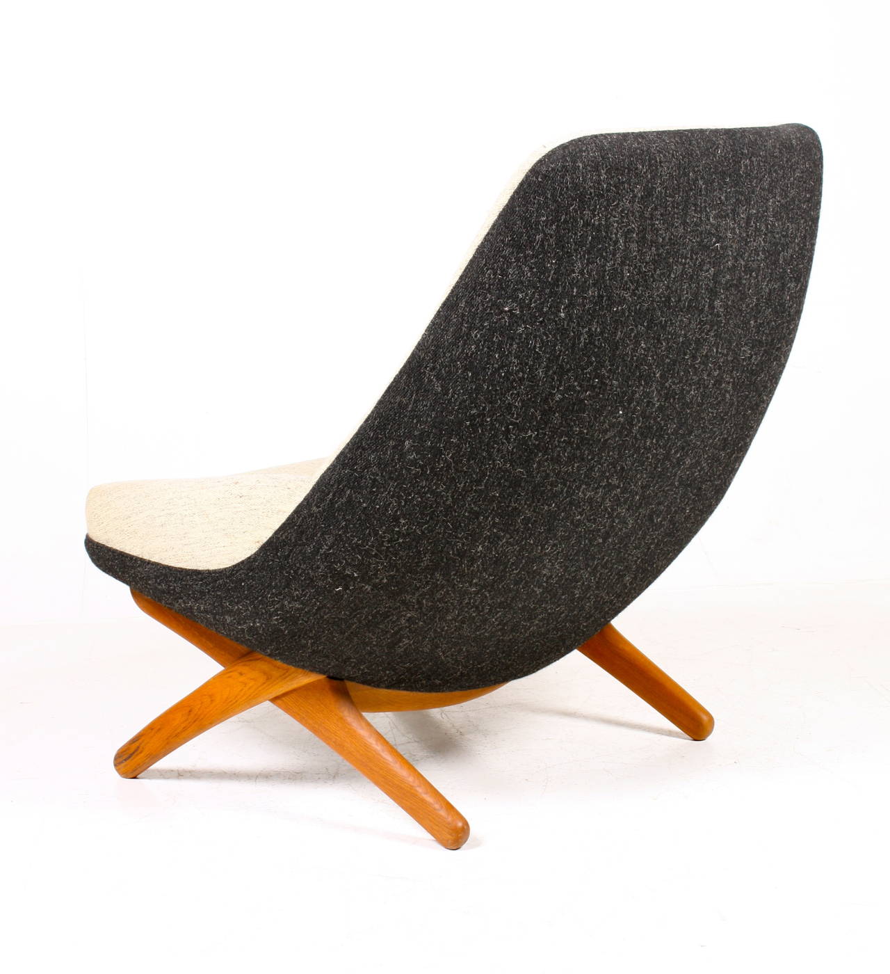 Scandinavian Modern Easy Chair and Ottoman by Wikkelsoe