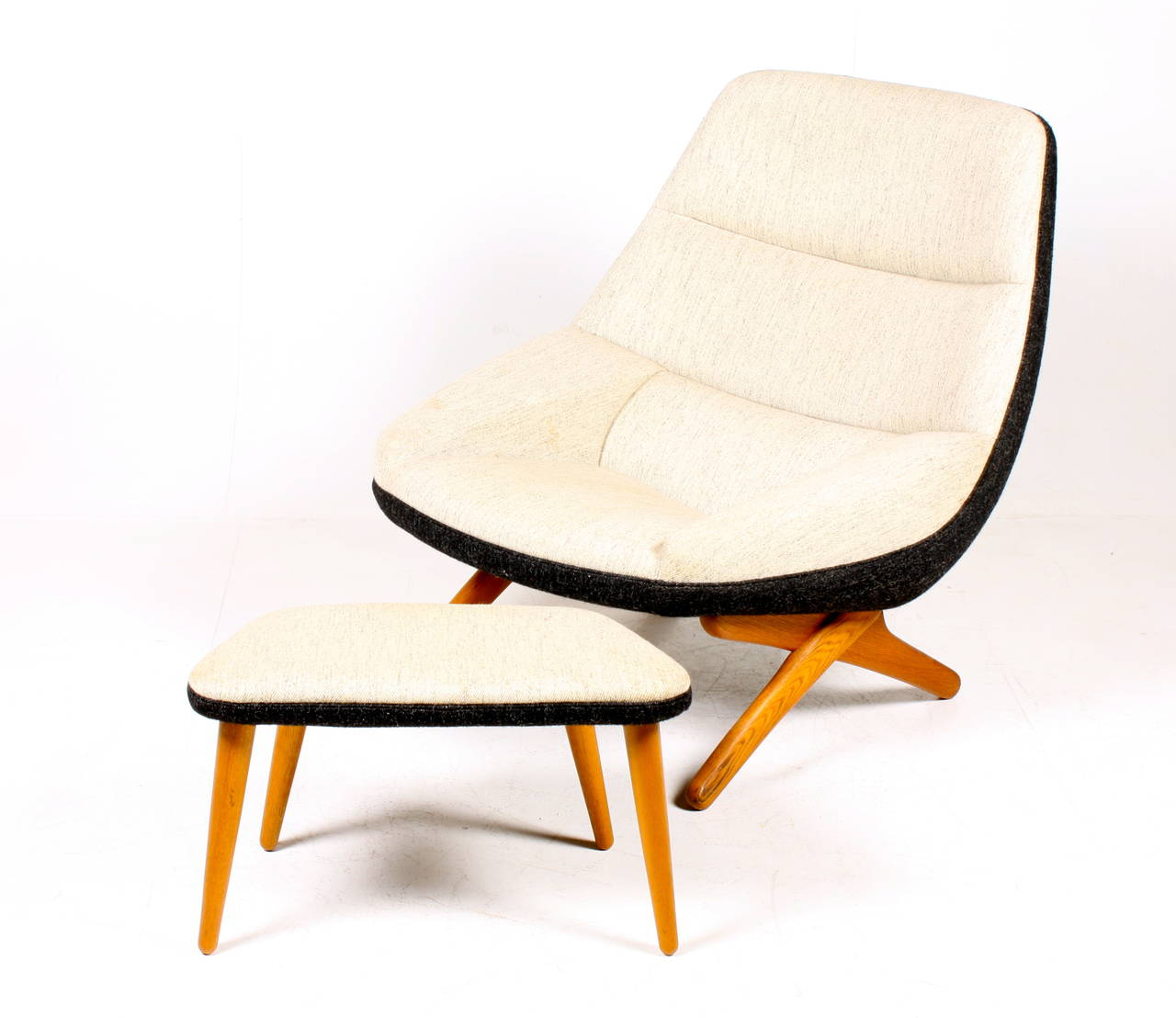 Mid-20th Century Easy Chair and Ottoman by Wikkelsoe