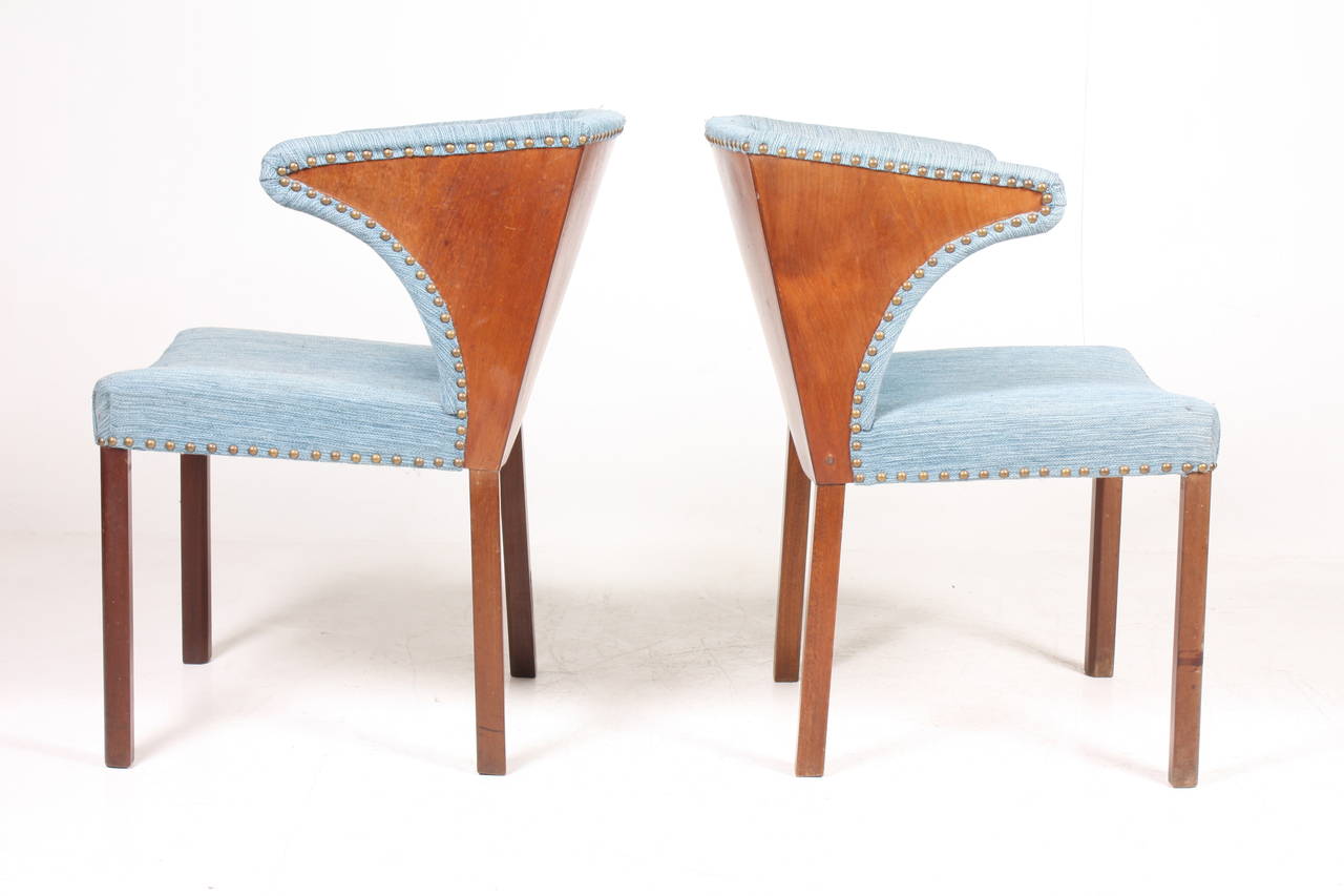 Fabric Pair of Frits Henningsen Chairs