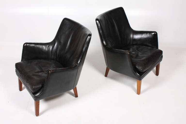 Danish Pair of Easy Chairs by Arne Vodder