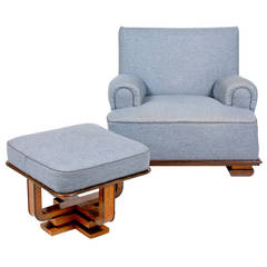 Art Deco Easy Chair and Ottoman