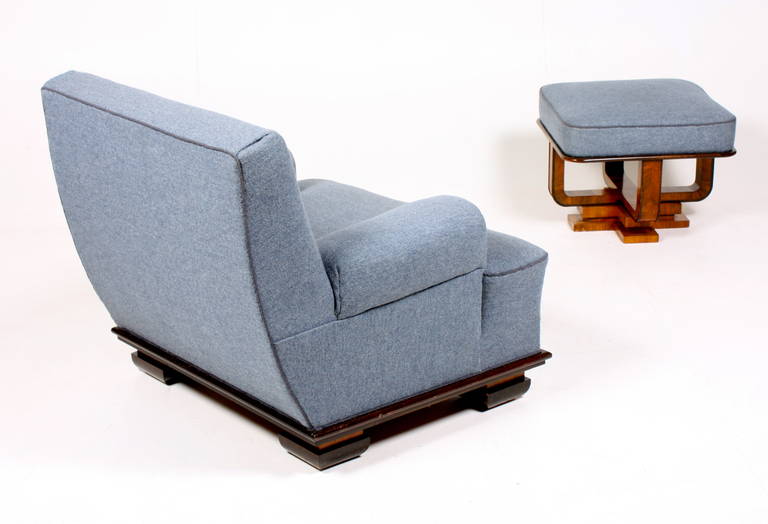 Art Deco Easy Chair and Ottoman In Good Condition In Lejre, DK