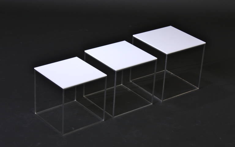 Great looking set of nesting tables by Maa. Poul kjærholm - Made by EKC - Kold Christensen Denmark. Marked Denmark.