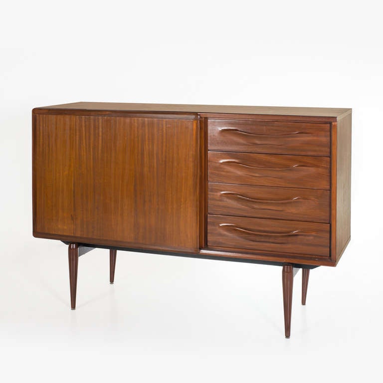 Italian Sliding Door Mahogany Sideboard, 1960's