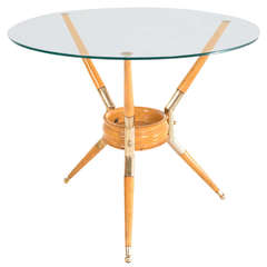 Italian Coffee Table of Wood and Brass, 1950
s