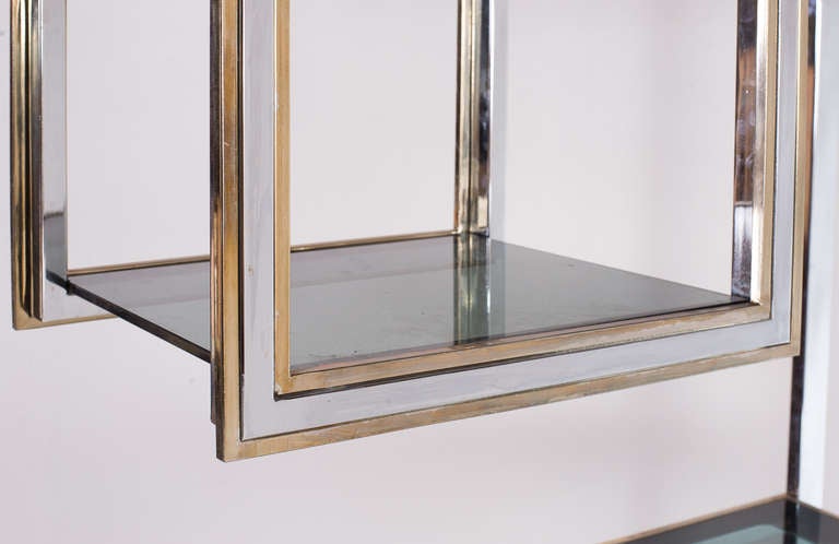 Romeo Rega brass , steel, glass etagere In Excellent Condition For Sale In Pollenza, IT