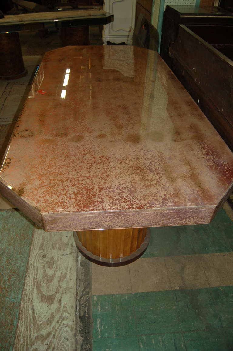 Art Deco English Crystal Peach Glass Table For Sale