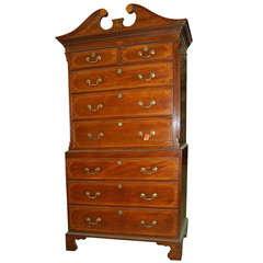 18th Century English Inlayed Mahogany Chest on Chest 2