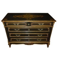 French Chest in Lacqered Gilt Chinoisoire