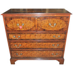 19th Century English Rosewood, Walnut and Oyster Walnut Chest