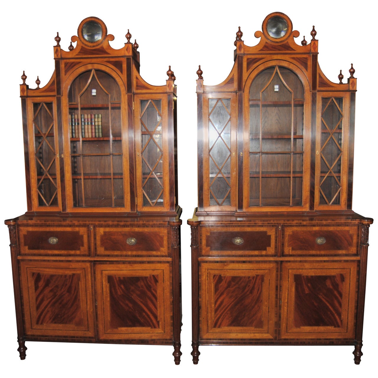 Matched Pair of English Regency Style Bookcases For Sale