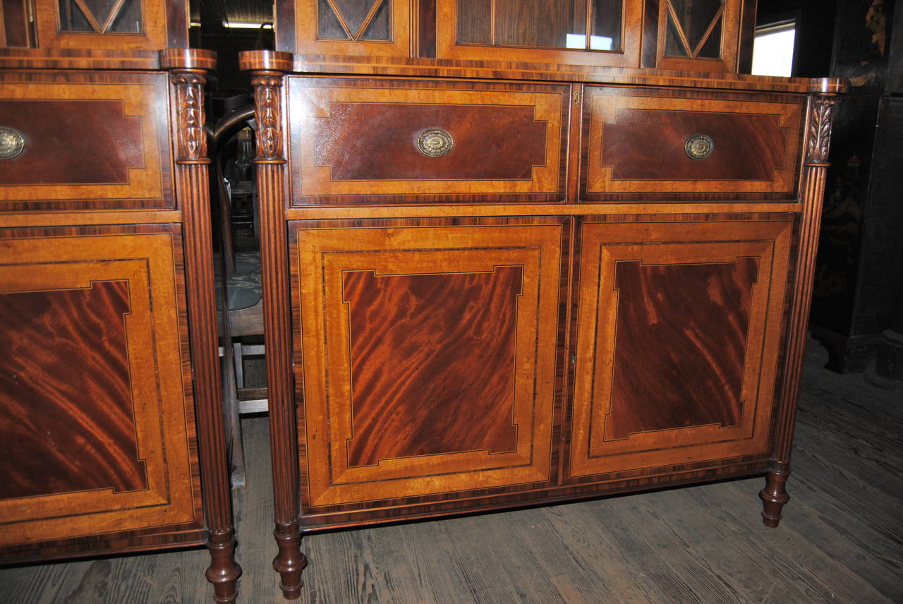 Mid-20th Century Matched Pair of English Regency Style Bookcases For Sale