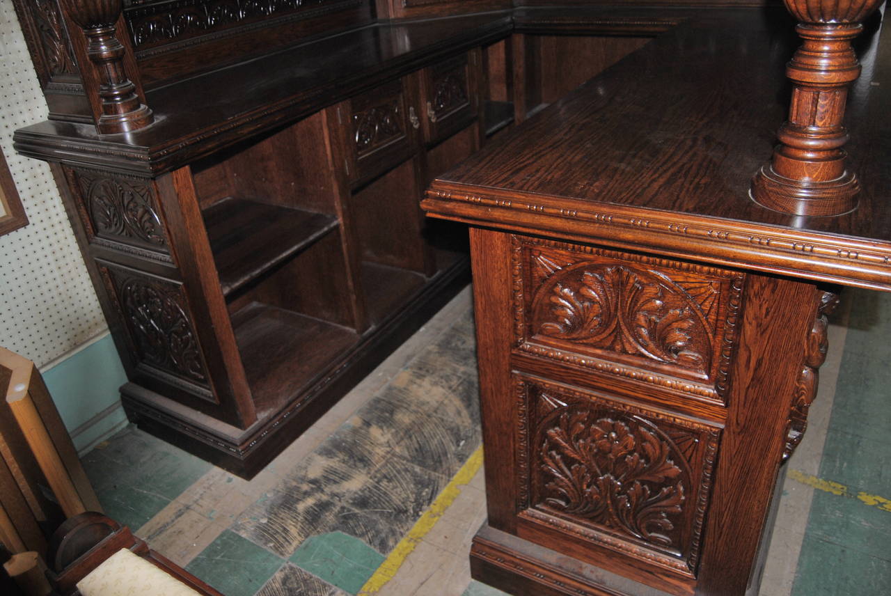 English Oak Carved Corner Bar For Sale at 1stdibs
