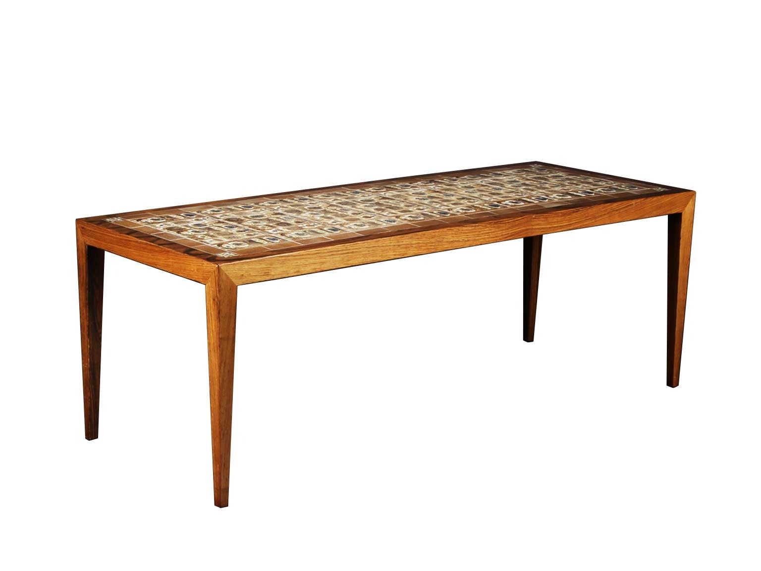 Tile & Brazilian rosewood Coffee Table by Severin Hansen and Nils Thorsson For Sale