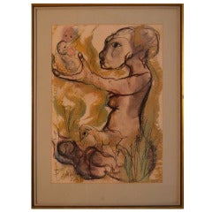 Xhosa Mother with Children by Father Frans Martin Claerhout (1919 - 2006)