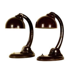 Pair of Modernist Bakelite Table Lamps Created by Eric Kirkman Cole, 1920s