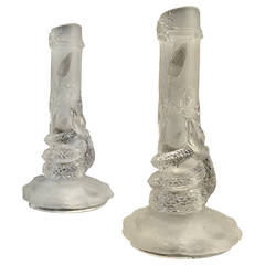 Pair of Baccarat Crystal, French Japonisme Candleholders, France 1878