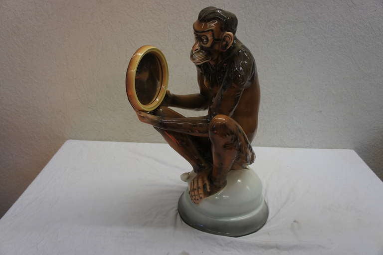 Monkey with Mirror by Wilhelm Thomasch
