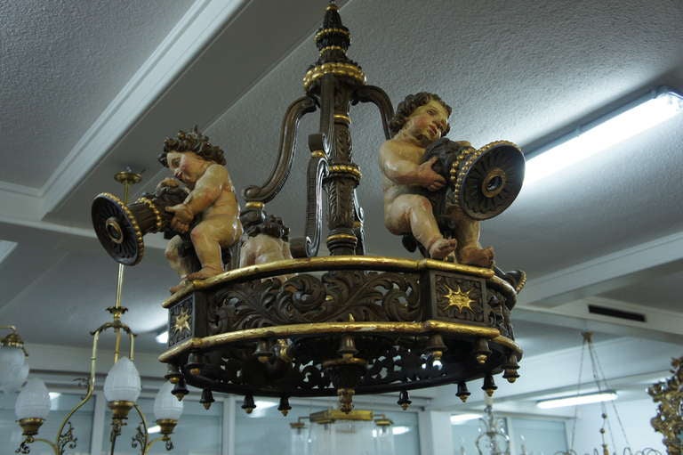 19th C.  Chandelier With Putti