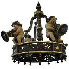 19th C.  Chandelier With Putti
