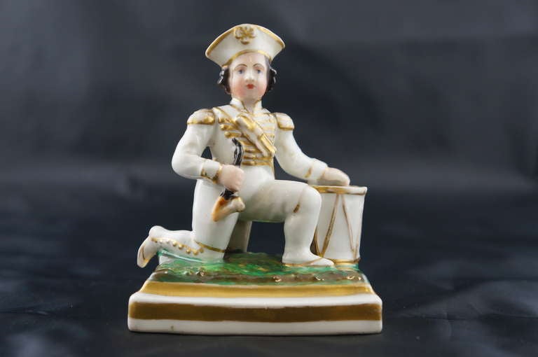 20th c. Drummer Boy Figurine by Schlaggenwald Porcelain
