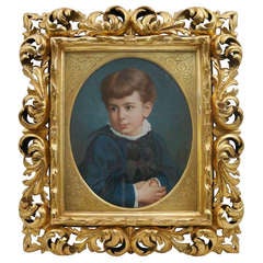 Painting Young Boy from the Biedermeier Time