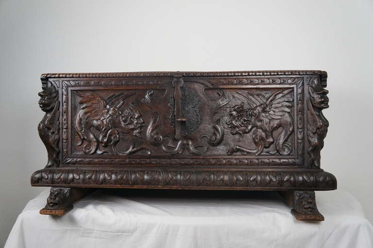 Italian 17th c. Oak Coffer/Chest from Italy For Sale