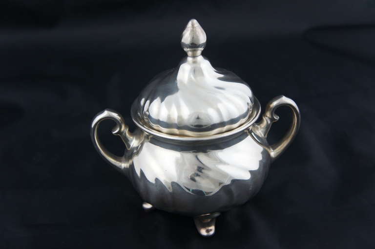 20th Century WMF Silver Porcelain Can, Creamer, Sugar Bowl For Sale 1