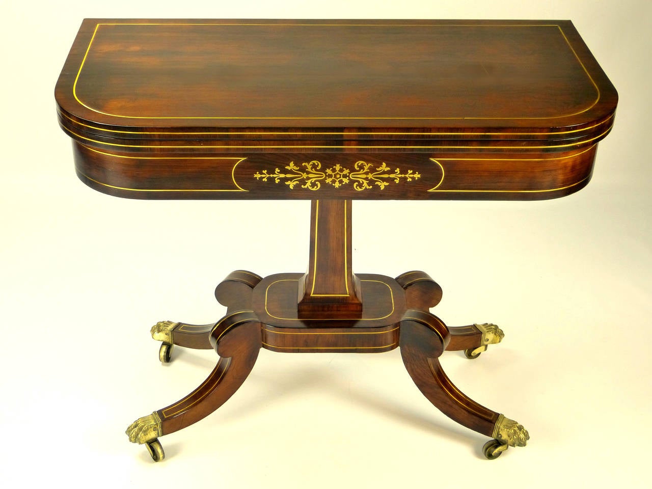 British Early 19th Century Rosewood and Brass Regency Games Table