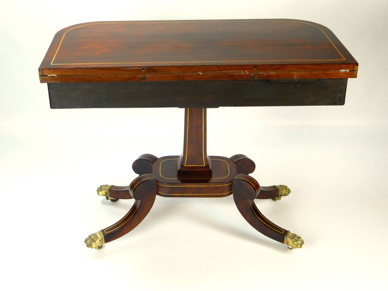 Early 19th Century Rosewood and Brass Regency Games Table 5