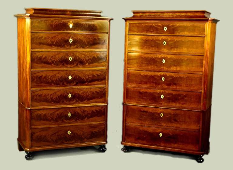 Pair Of Tall Biedermeier Commodes