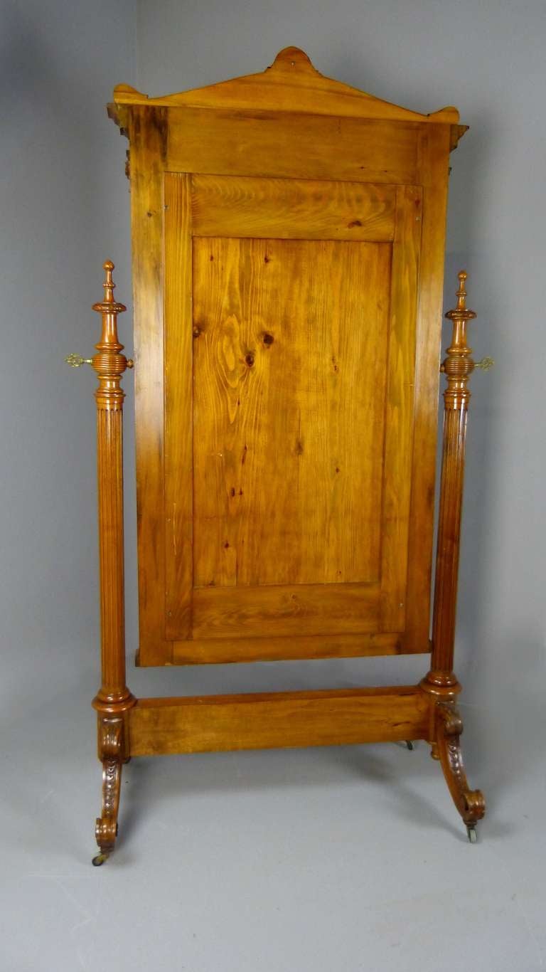 19th Century Finest Cheval Mirror German Satin Walnut  4